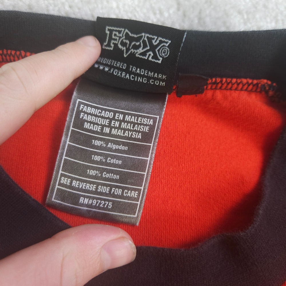 Vintage Fox Racing Motocross Jersey Mens Medium Red Black Cotton Long Sleeve Y2K - Picture 4 of 10